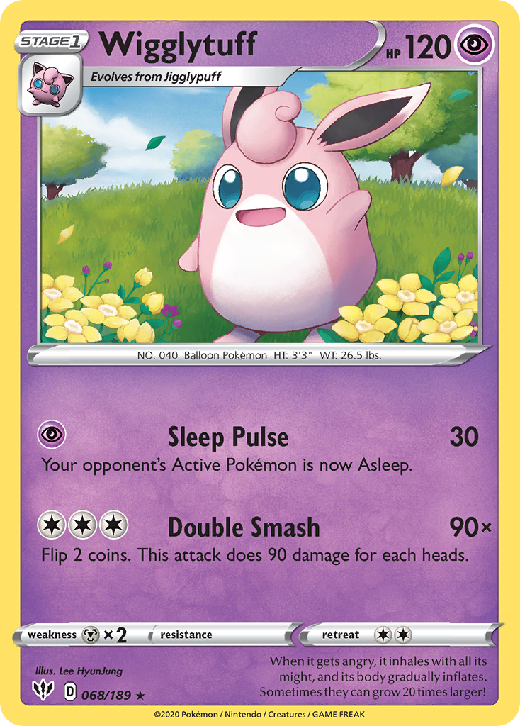 Wigglytuff 068/189 Rare Reverse Holo Darkness Ablaze NM/M