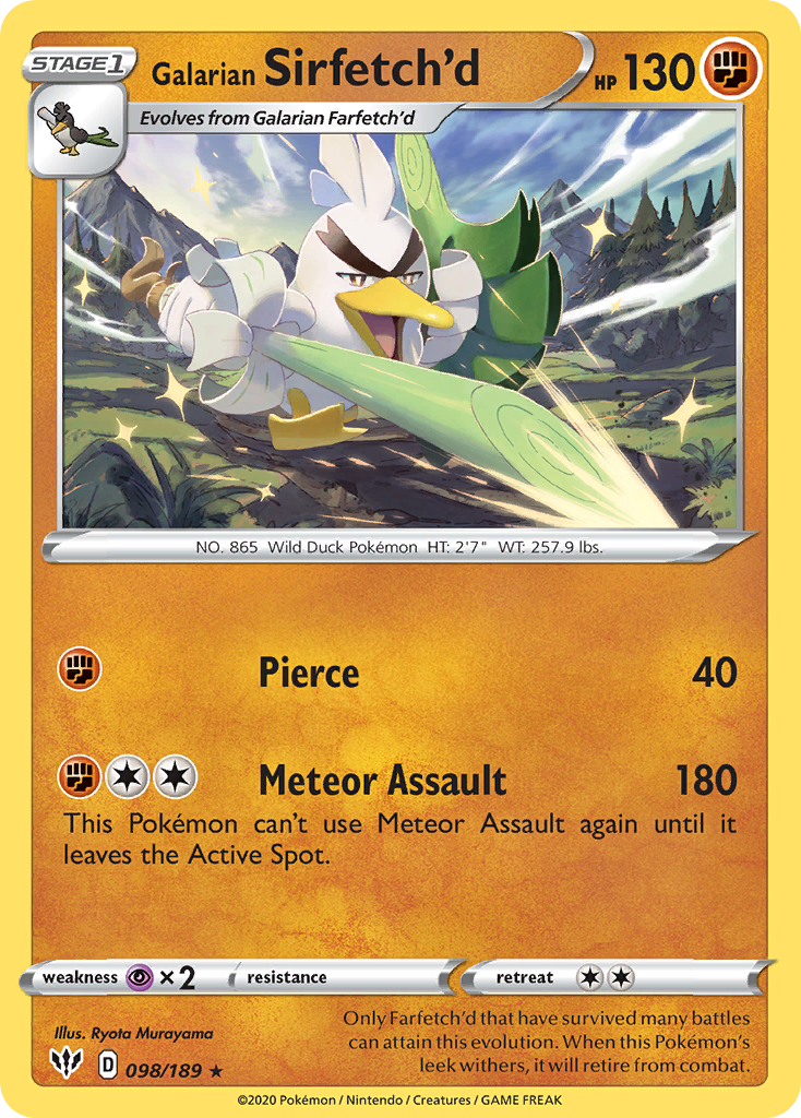 Galarian Sirfetch'd 098/189 Rare Reverse Holo Darkness Ablaze NM/LP