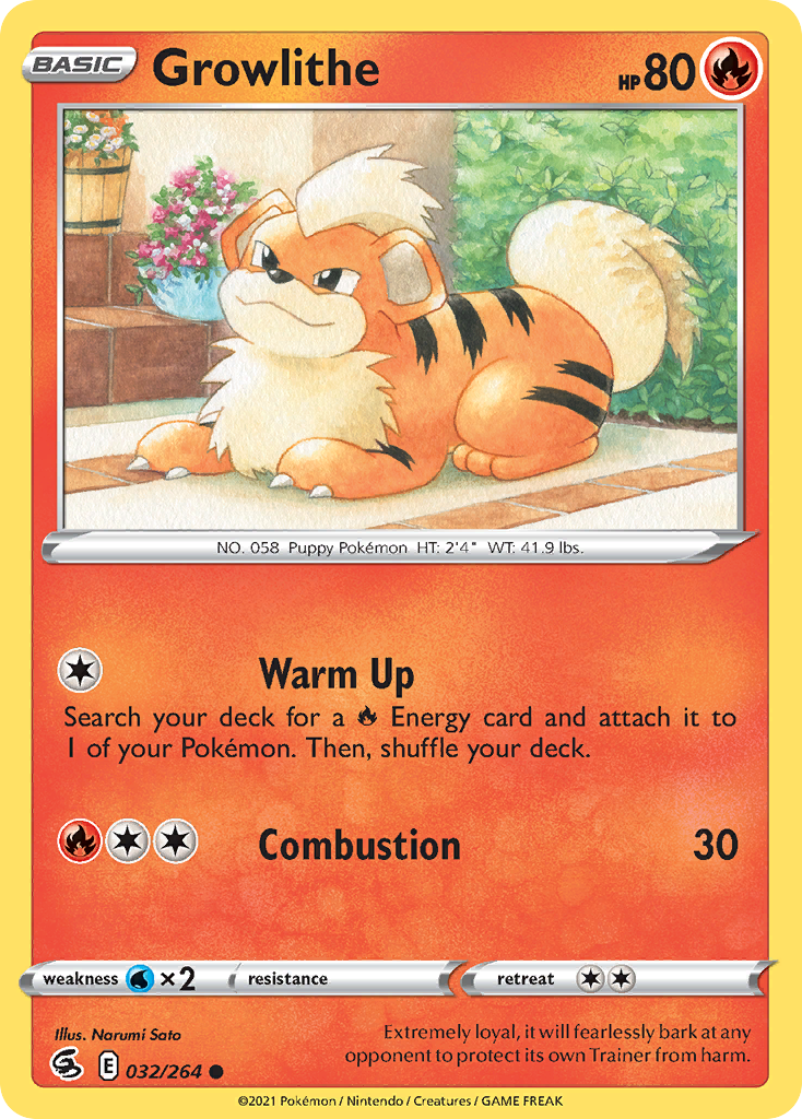 Growlithe 032/264 Common Reverse Holo Fusion Strike NM/LP