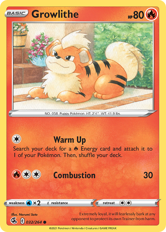 Growlithe 032/264 Common Reverse Holo Fusion Strike NM/LP