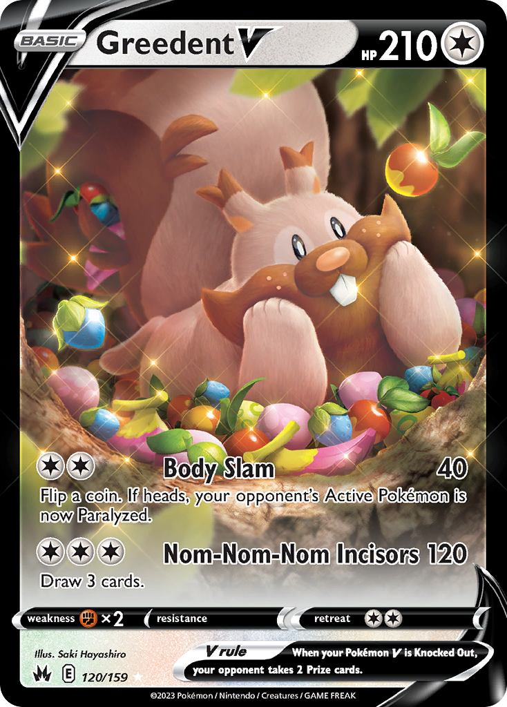 Greedent V 120/159 V Rare Crown Zenith Holo NM/M