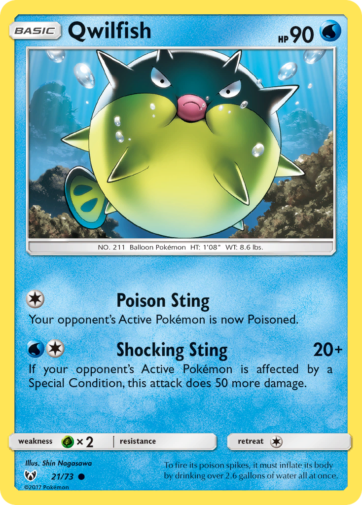 Qwilfish 21/73 Common Reverse Holo Shining Legends NM/LP