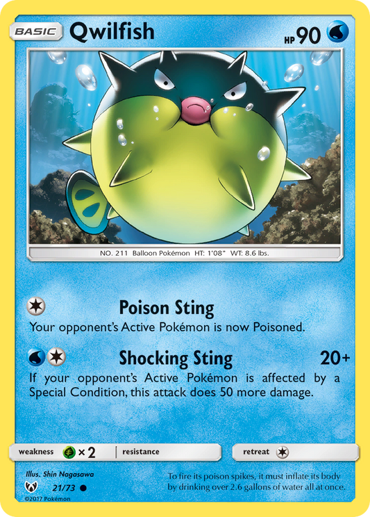Qwilfish 21/73 Common Reverse Holo Shining Legends NM/LP