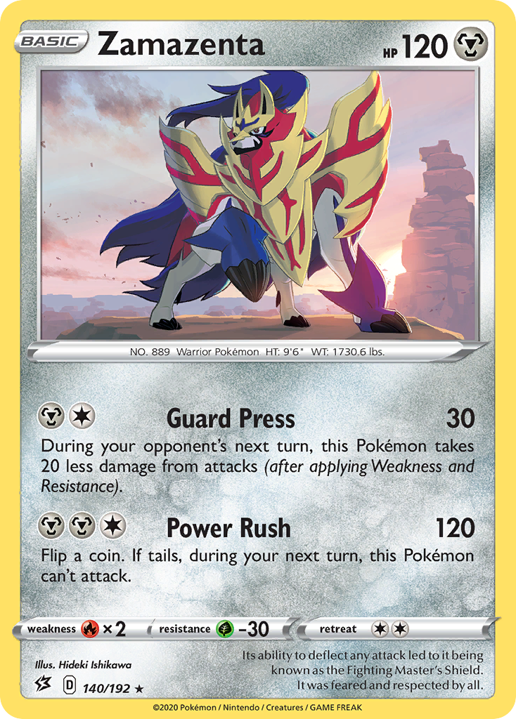 Zamazenta 140/192 Rare Reverse Holo Rebel Clash NM/LP