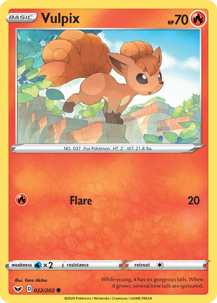 Vulpix 022/202 Common Reverse Holo Sword & Shield NM/LP