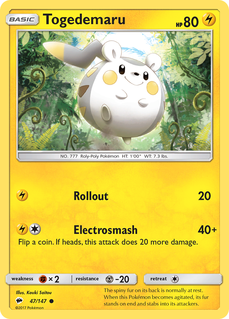 Togedemaru 47/147 Common Burning Shadows NM/LP