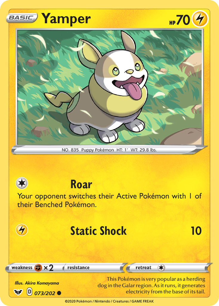 Yamper 073/202 Common Reverse Holo Sword & Shield NM/LP