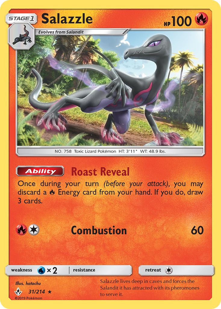 Salazzle 31/214 Rare Reverse Holo Unbroken Bonds NM/LP