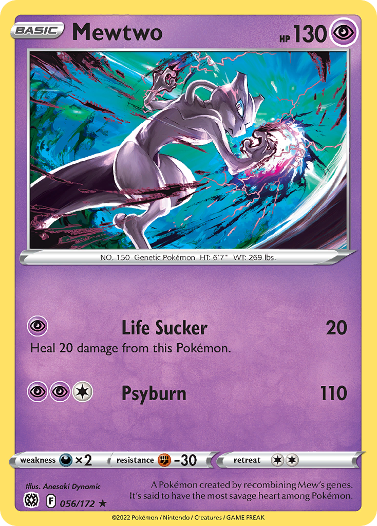 Mewtwo 056/172 Rare Reverse Holo Brilliant Stars NM/LP
