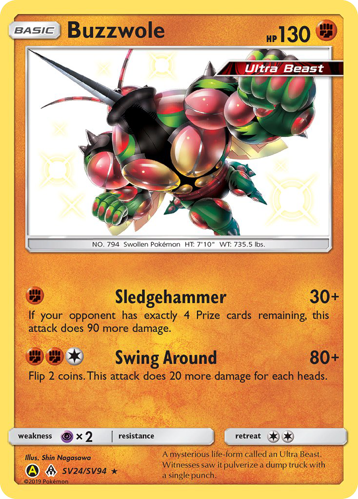 Buzzwole SV24/SV94 Shiny Rare Hidden Fates Shiny Vault NM/M