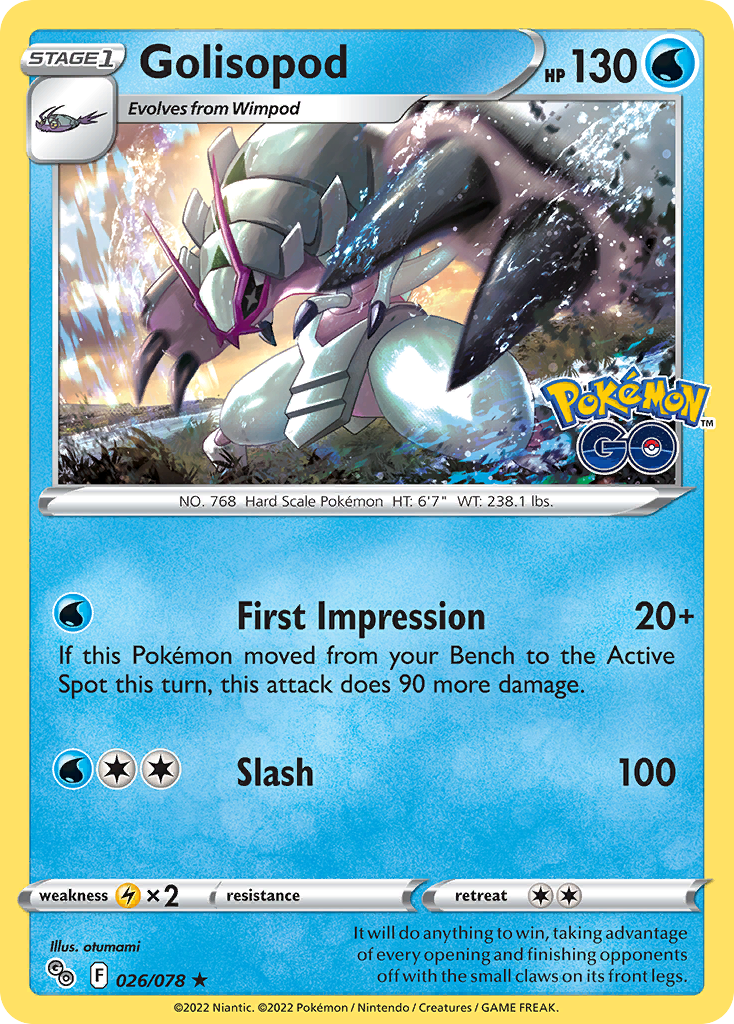 Golisopod 026/078 Rare Pokemon GO Holo NM/LP