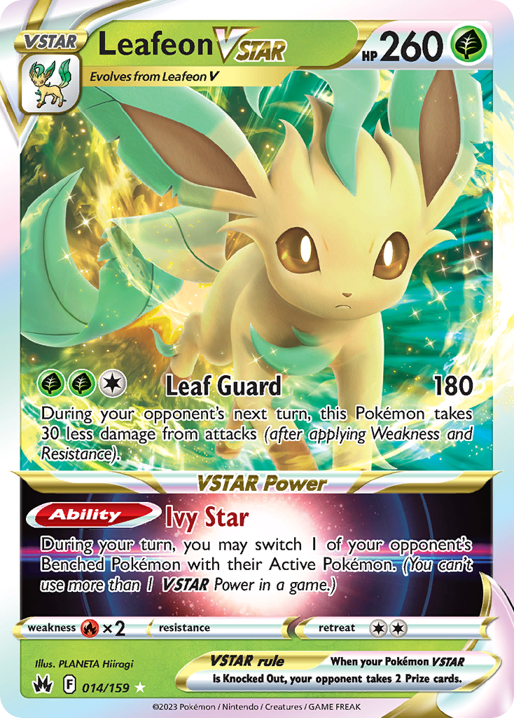 Leafeon VSTAR 014/159 VSTAR Rare Crown Zenith Holo NM/M