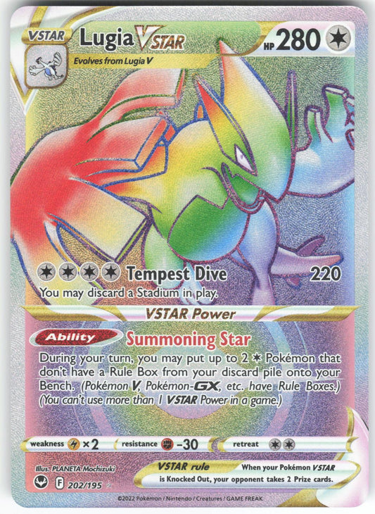 Lugia VSTAR 202/195 Rainbow Rare Silver Tempest NM/M