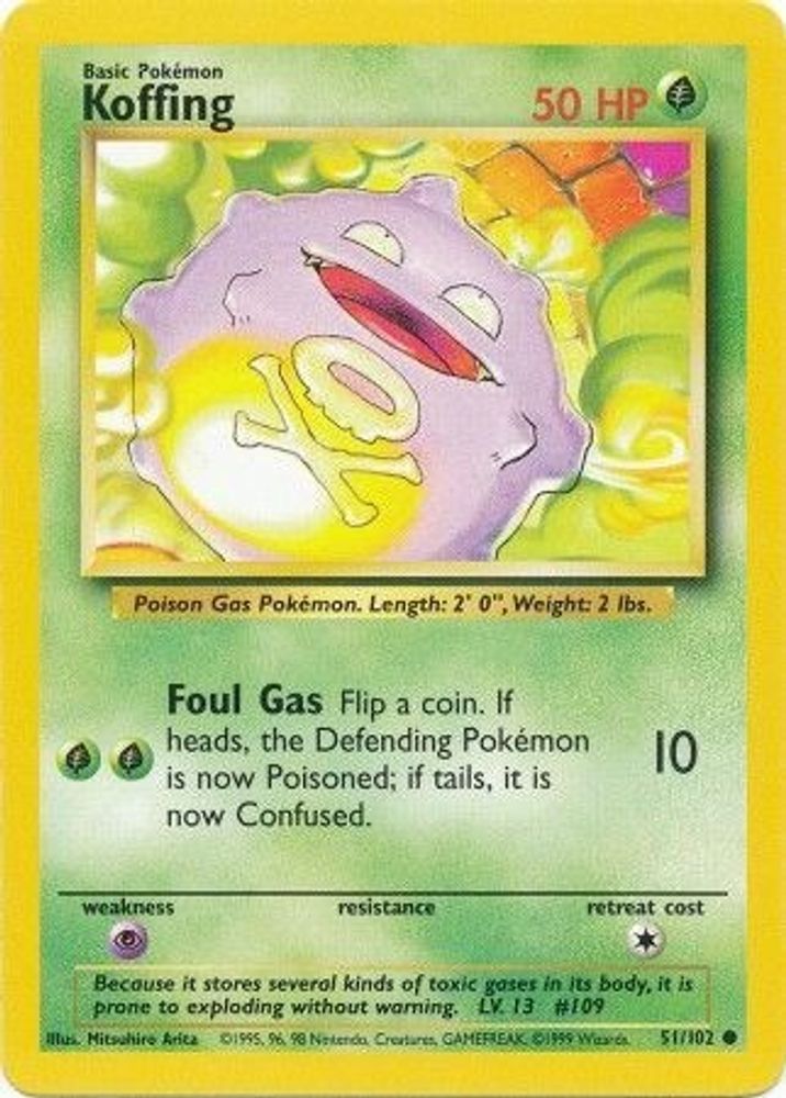 Koffing 51/102 Common Base Set Unlimited NM/M