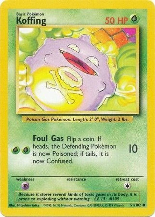 Koffing 51/102 Common Base Set Unlimited NM/M