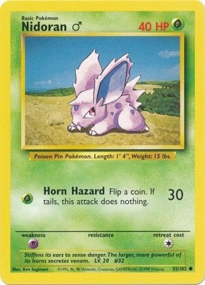 Nidoran M 55/102 Common Base Set Unlimited NM/M