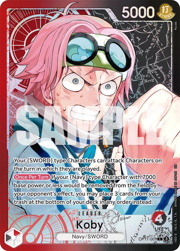 Koby (001) (Alternate Art) OP11-001 Leader A Fist of Divine Speed NM/M