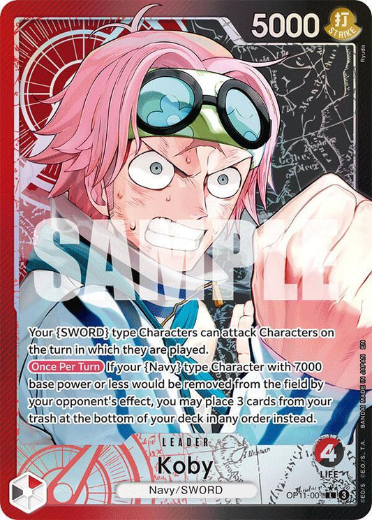 Koby (001) (Alternate Art) OP11-001 Leader A Fist of Divine Speed NM/M