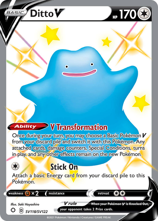 Ditto V SV118/SV122 V Rare Shining Fates Shiny Vault Holo NM/M