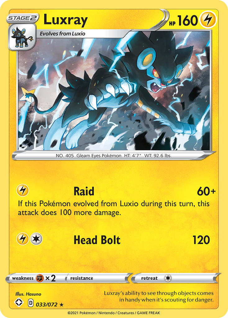 Luxray 033/072 Rare Shining Fates Holo NM/LP