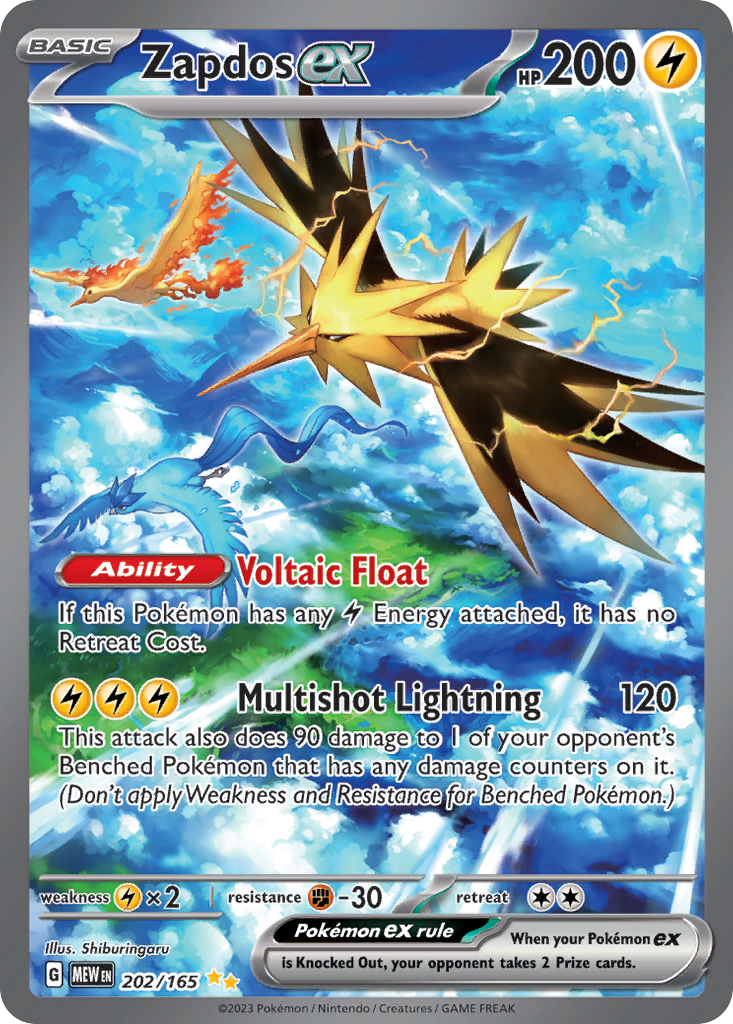 Zapdos ex 202/165 Special Illustration Rare 151 NM/M