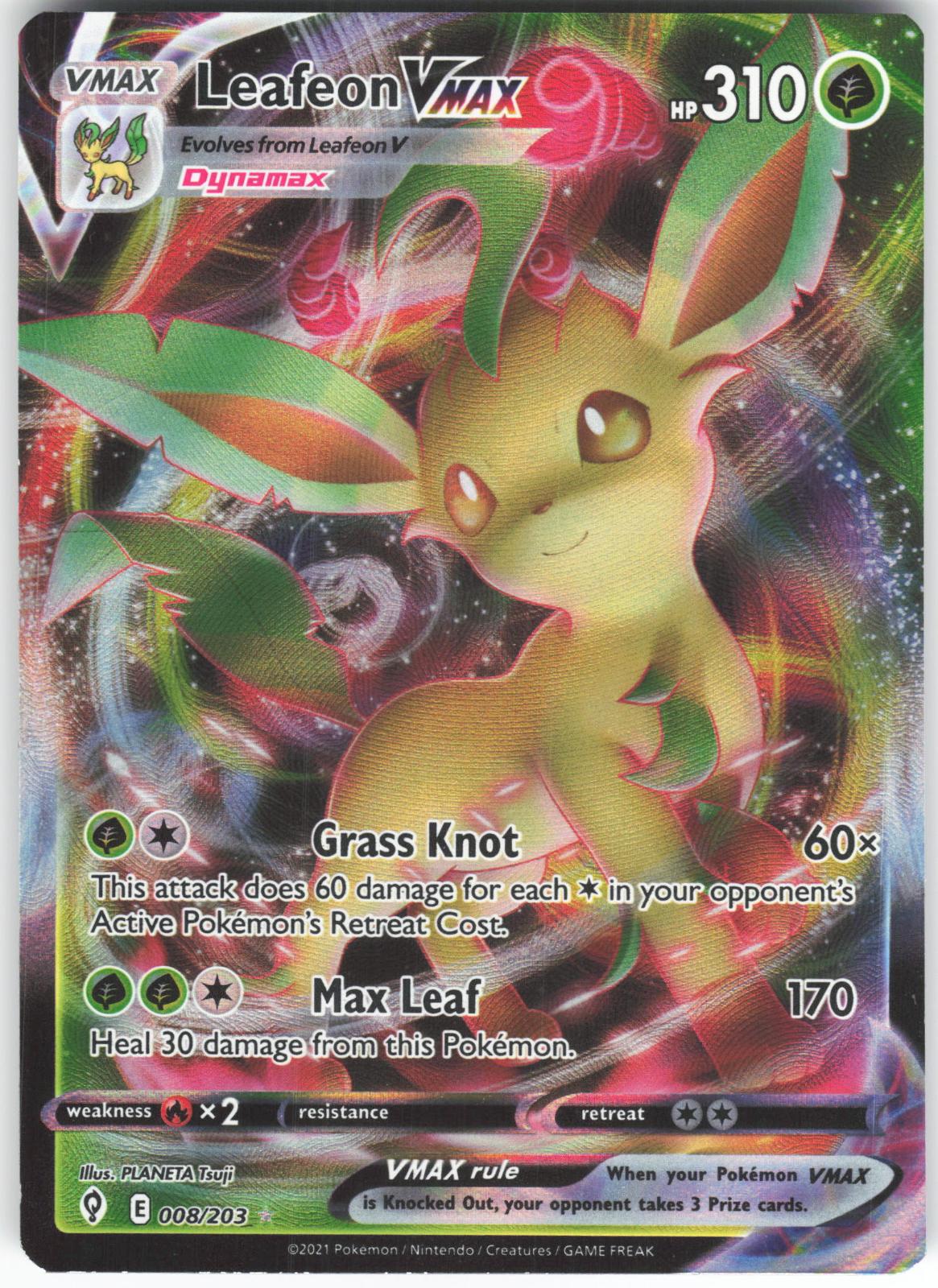 Leafeon VMAX 008/203 VMAX Rare Evolving Skies Holo LP