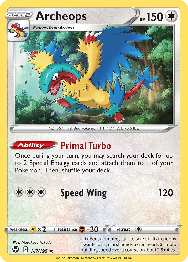 Archeops 147/195 Rare Reverse Holo Silver Tempest NM/LP