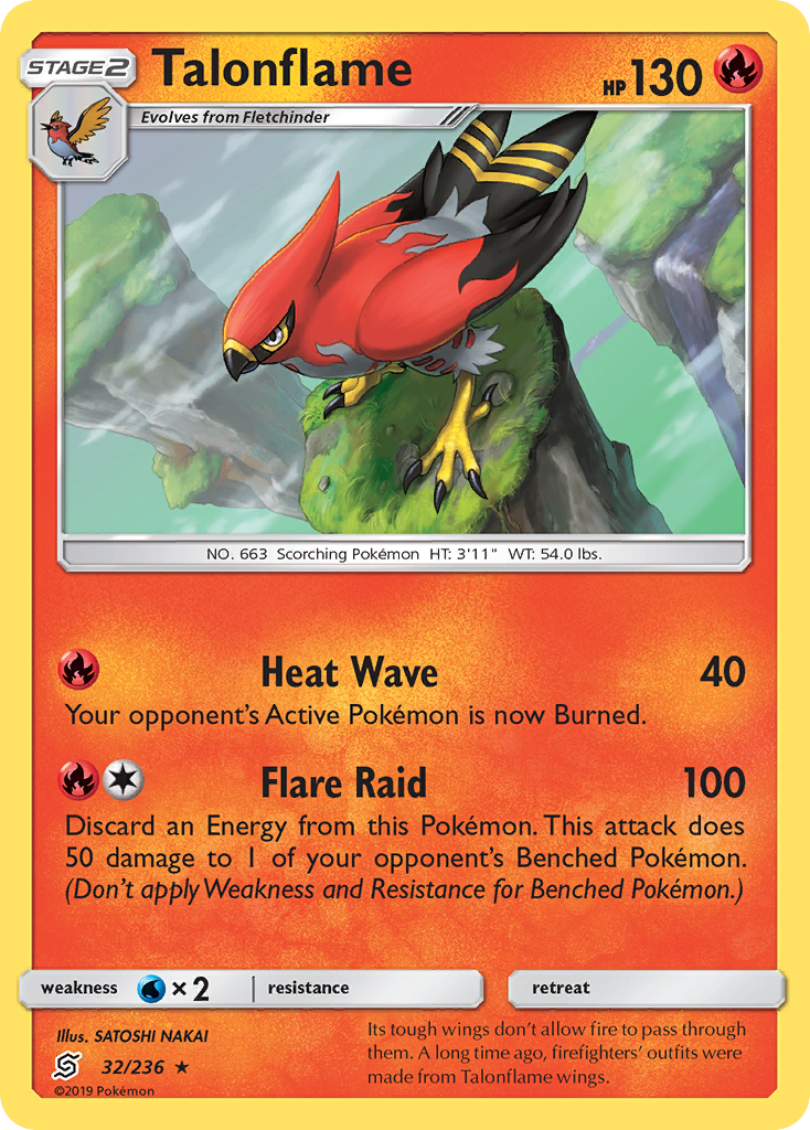 Talonflame 32/236 Rare Reverse Holo Unified Minds NM/LP