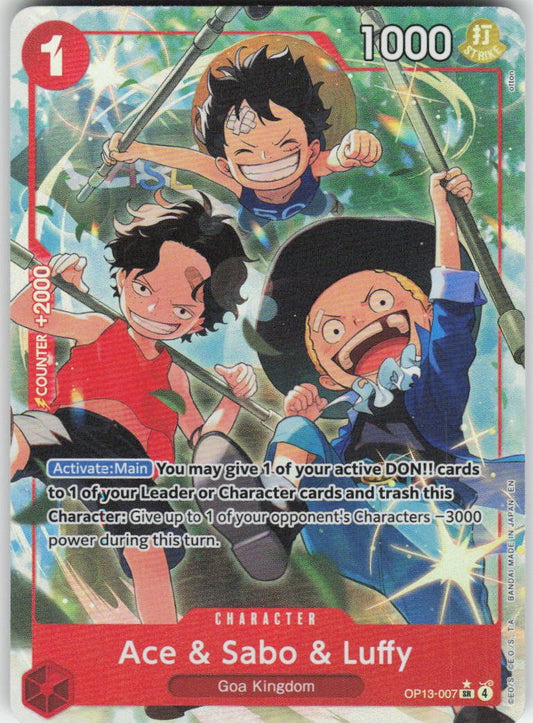 Ace & Sabo & Luffy (Alternate Art) SR Carrying On His Will OP13-007 NM