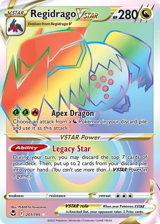 Regidrago VSTAR 201/195 Rainbow Rare Silver Tempest NM/M