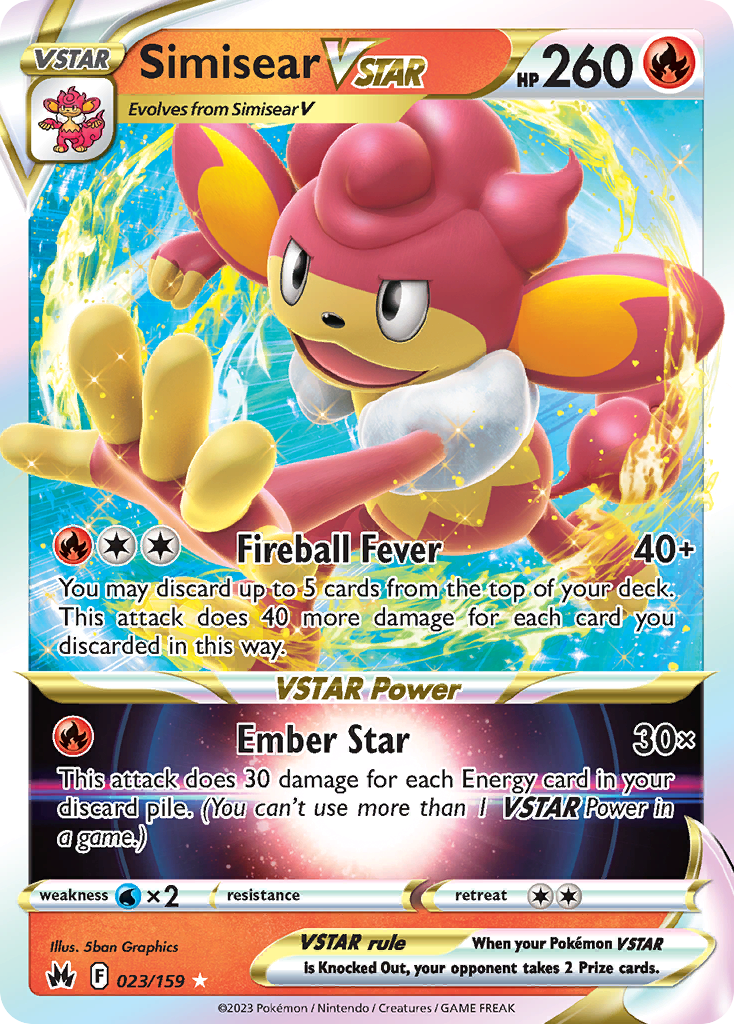 Simisear VSTAR 023/159 VSTAR Rare Crown Zenith Holo NM/M