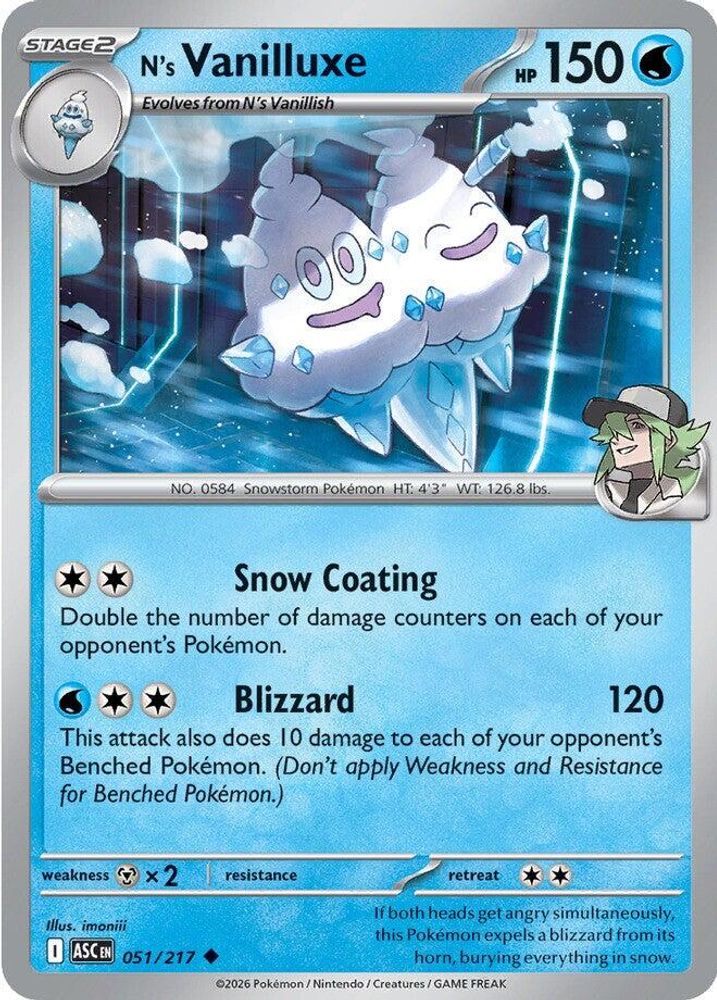N's Vanilluxe 051/217 Uncommon Ascended Heroes NM/M