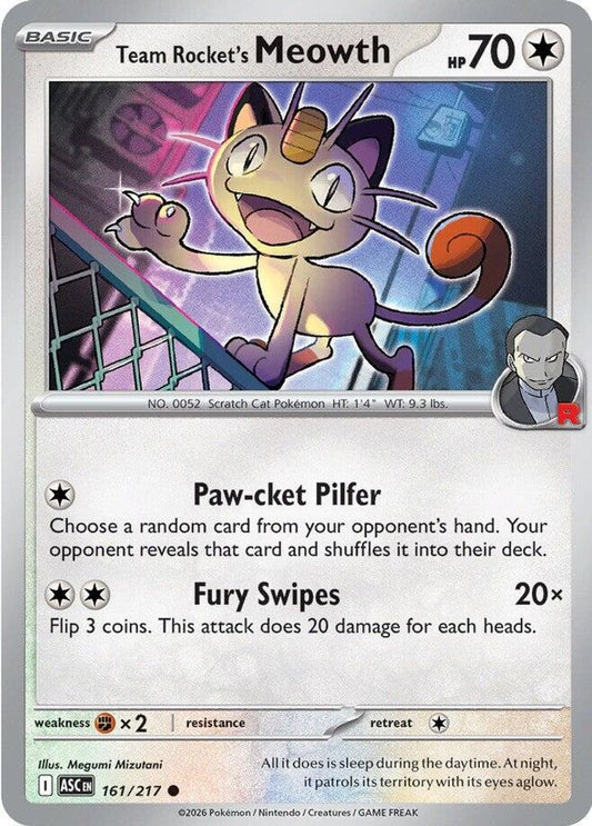 Team Rocket's Meowth 161/217 Common Ascended Heroes NM/M
