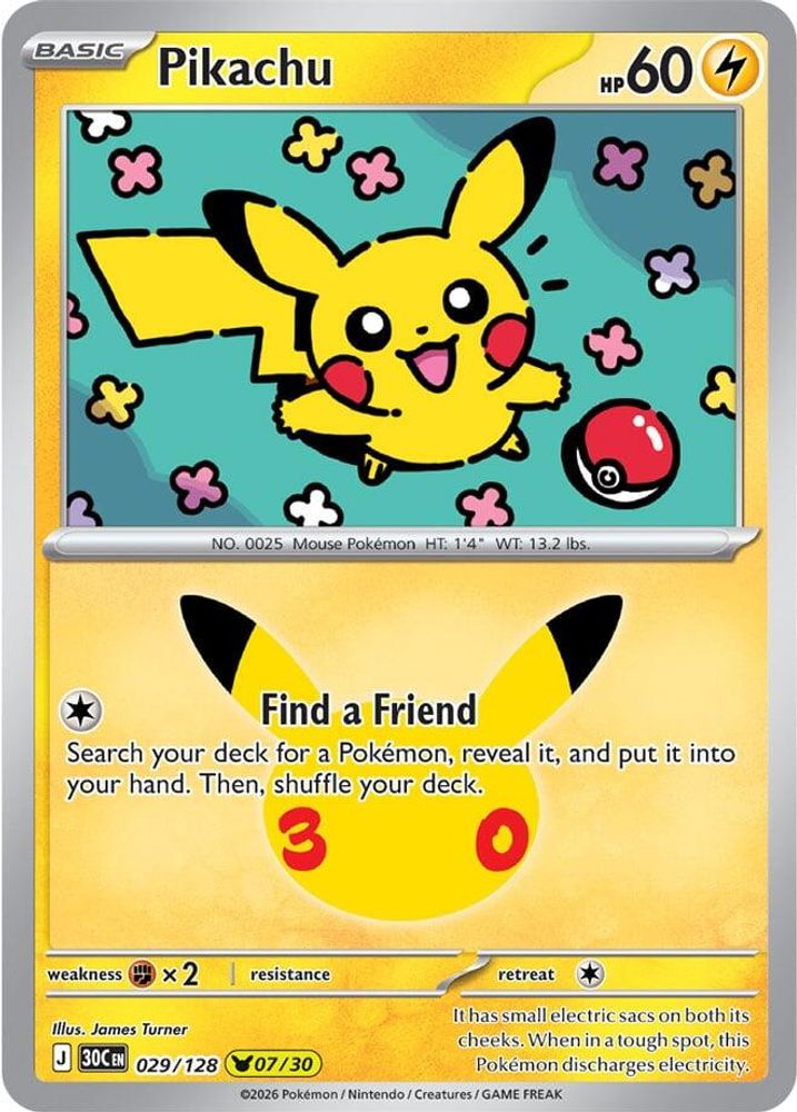 Pikachu 029/128 Pikachu Rare ME: 30th Celebration Holo NM/M