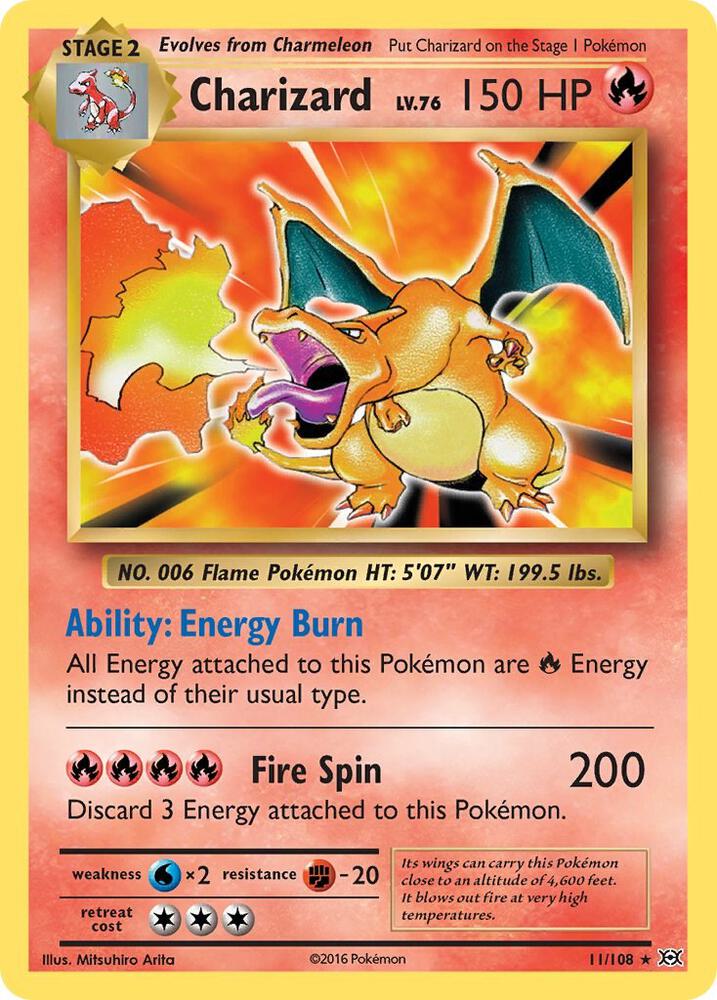 Charizard 11/108 Rare Reverse Holo Evolutions Holo NM/M