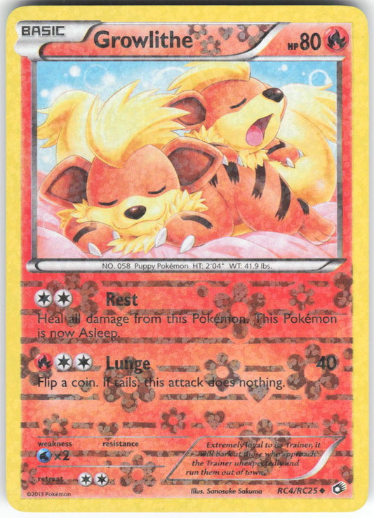 Growlithe RC4/RC25 Uncommon Legendary Treasures: Radiant Collection Holo LP