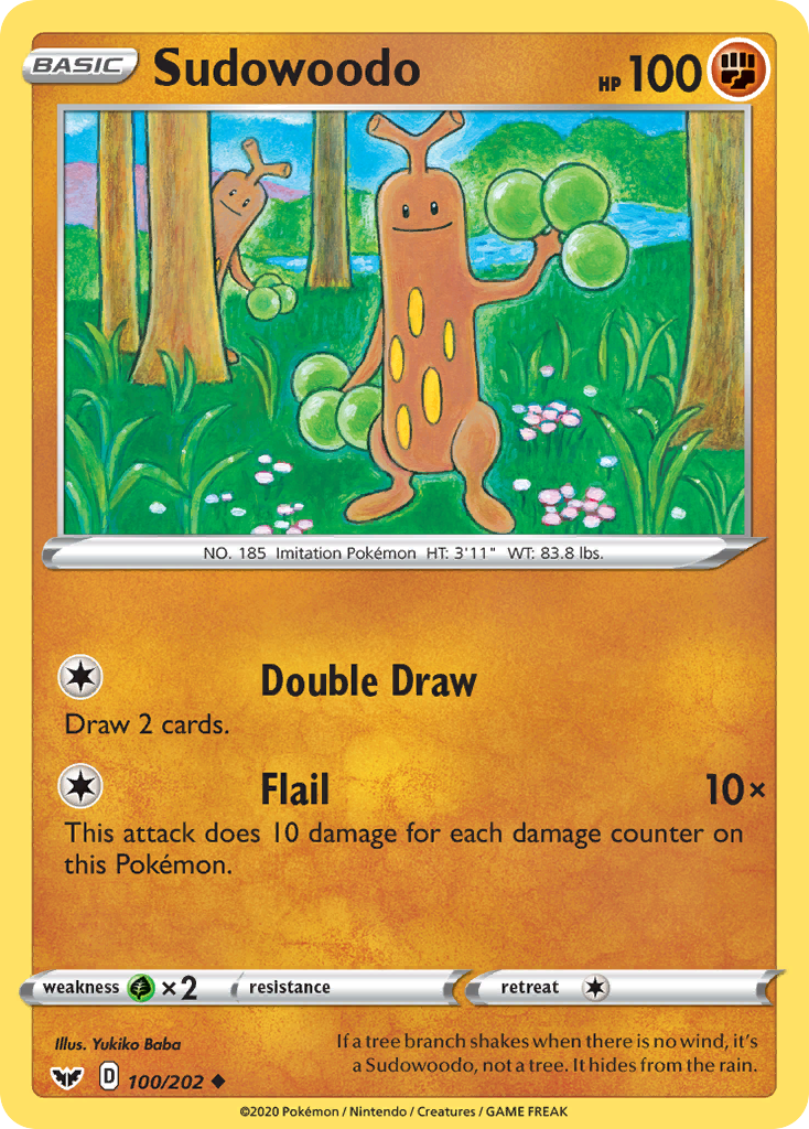 Sudowoodo 100/202 UnCommon Reverse Holo Reverse Holo Sword & Shield NM/LP