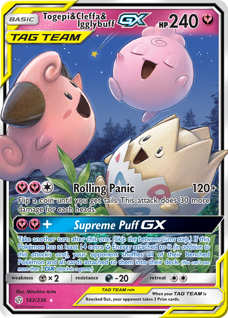 Togepi & Cleffa & Igglybuff GX 143/236 GX Rare Cosmic Eclipse Holo NM/M