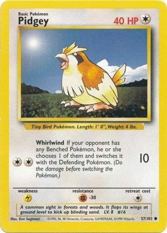 Pidgey 57/102 Common Base Set Unlimited NM/M