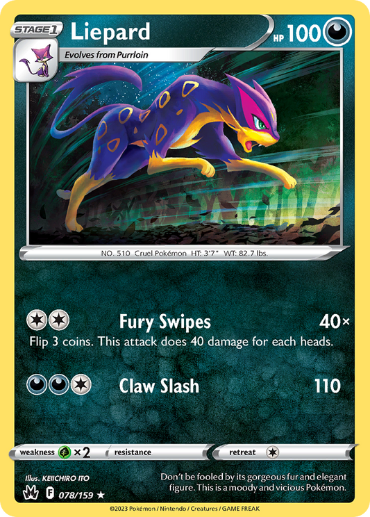Liepard 078/159 Rare Reverse Holo Crown Zenith NM/LP