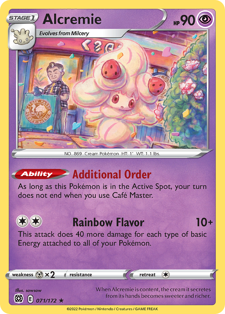 Alcremie 071/172 Rare Reverse Holo Brilliant Stars NM/LP