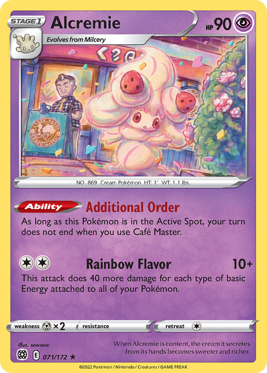 Alcremie 071/172 Rare Reverse Holo Brilliant Stars NM/LP