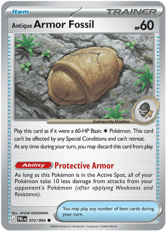 Antique Armor Fossil 072/084 Common Reverse Holo Pitch Black NM/M