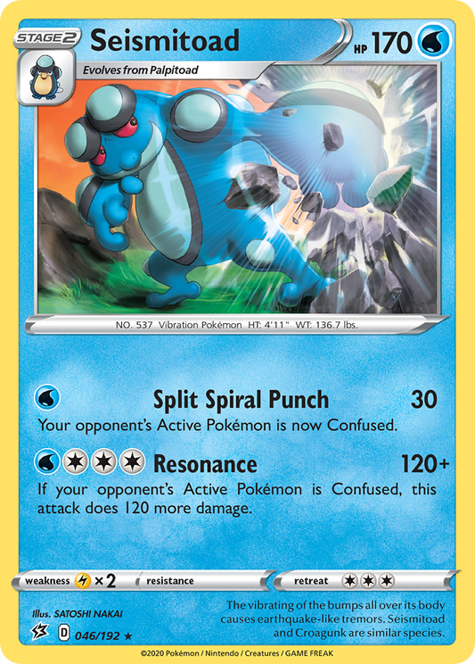 Seismitoad 046/192 Rare Reverse Holo Rebel Clash NM/LP