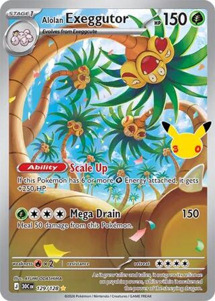 Alolan Exeggutor 129/128 Illustration Rare ME: 30th Celebration NM/M