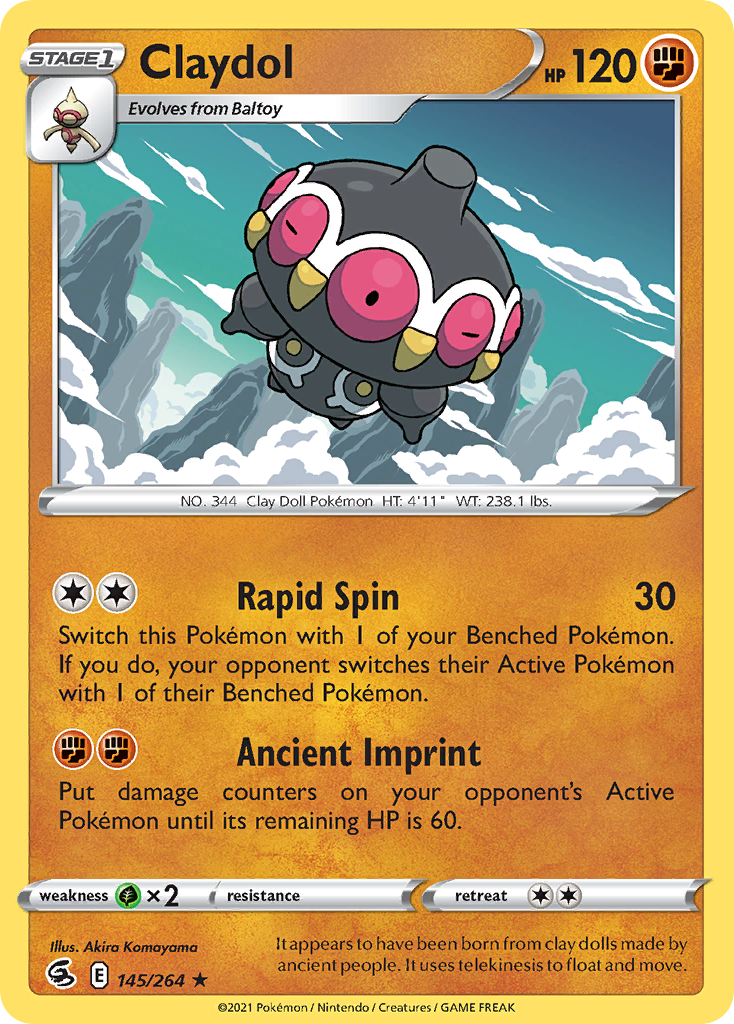 Claydol 145/264 Rare Reverse Holo Fusion Strike NM/LP