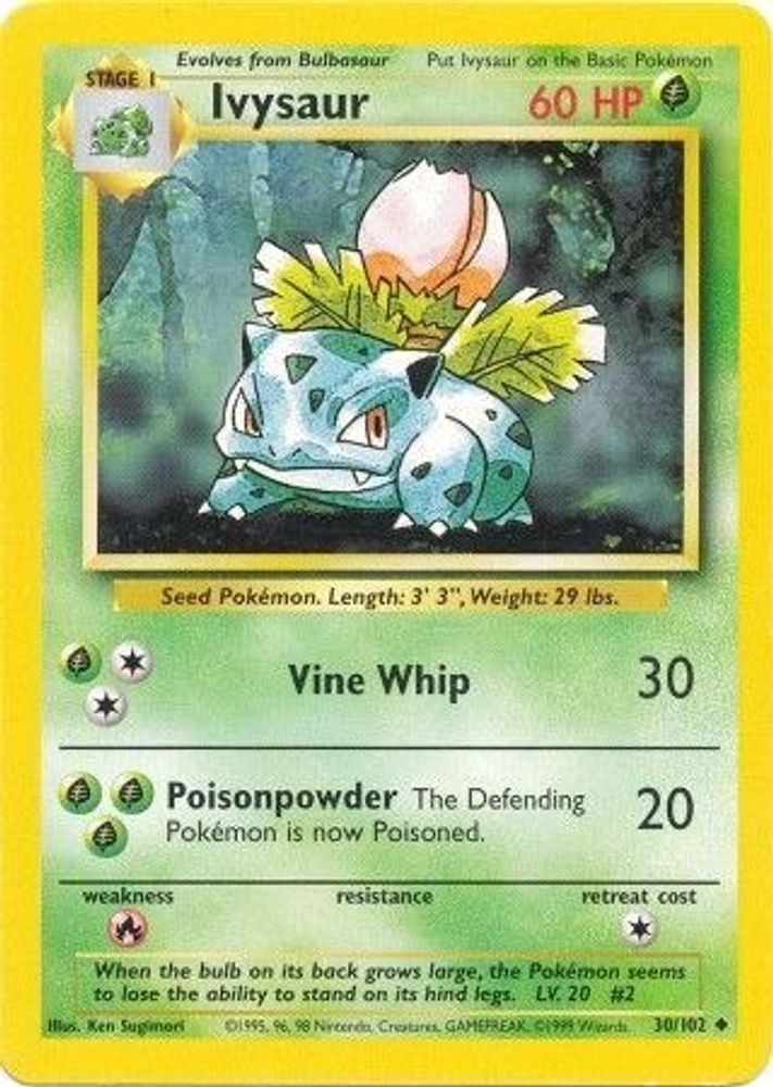 Ivysaur 30/102 Uncommon Base Set Unlimited NM/M