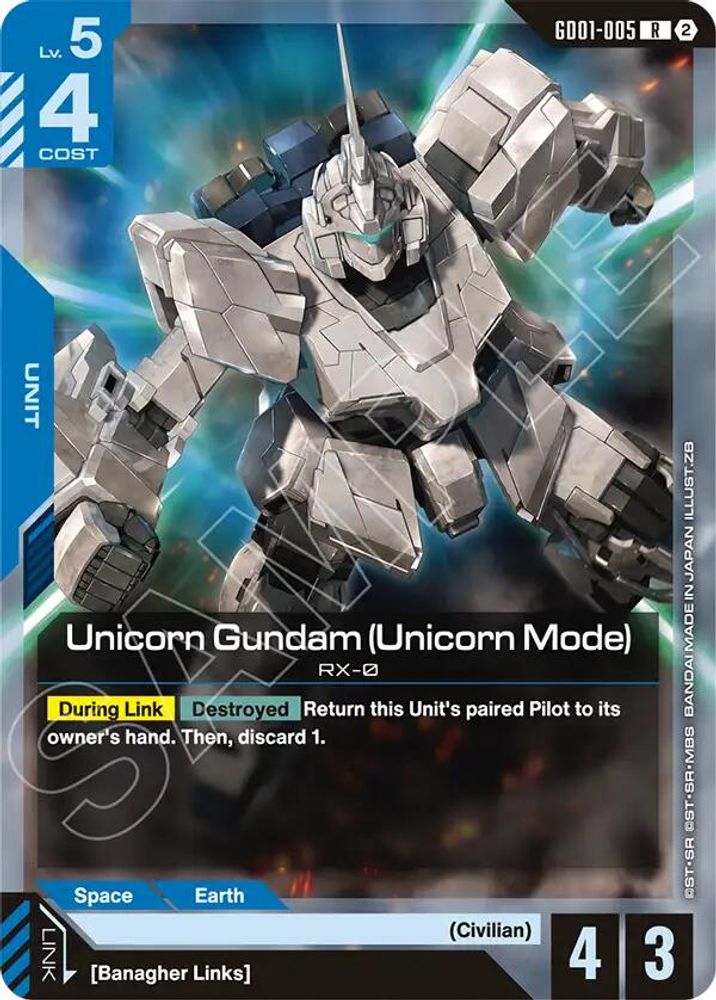 Unicorn Gundam (Unicorn Mode) GD01-005 R Deck Build Box Freedom Ascension NM/M