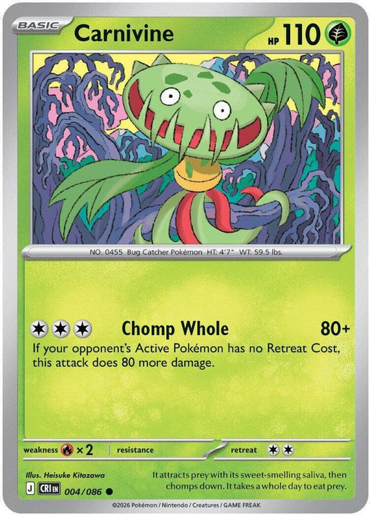 Carnivine 004/086 Common Reverse Holo Chaos Rising NM/M