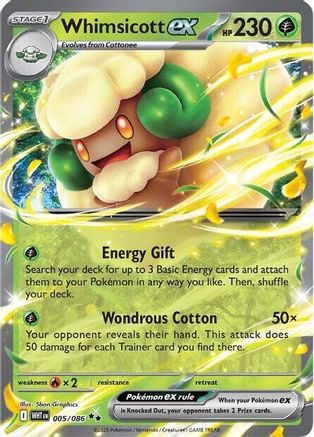 Whimsicott ex 005/086 Double Rare White Flare Holo NM/M